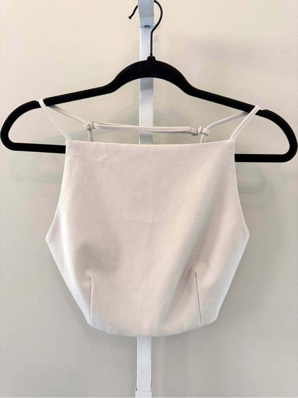 White Fox Light Khaki Backless Halter Cami Crop Top XS